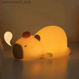 Lamps Shades Capybara Night Light Cute Silicone Light LED Touch Sensor Light RGB Soft Light Childrens Night Light Desktop Decoration Gift Q240416