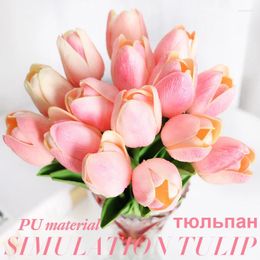 Decorative Flowers 9 P/set Artificial Flower Tulip Calla Lily Simulation PU Fake Wedding Decoration Party Year El Home Decor