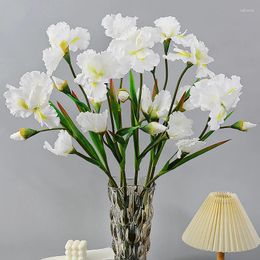 Decorative Flowers Flores Silk Fake Flower Artificial Iris Branch Spring Simulated For Wedding Home Table Decoration Party Supplies