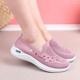 Casual Shoes For Women Sneakers Mesh Breathable Floral Comfort Mother Soft Fashion Female Footwear Lightweight Zapatos De Mujer