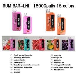 New Smart Battery Original Rum Bar LNI 18000 Puffs 0% 2% 3% 5% 550Mah 21Ml Authorized 15 Colors The Local Warehouse