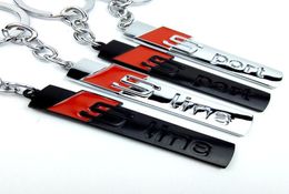 S line Metal Keychain Black Silver Audi S port Metal Zinc Alloy Key Rings Gift souvenir OPP Bag4533714
