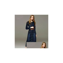 Basic Casual Dresses 50Pc Autumn New Fashion Women Denim Dress Loose Long Sleeved T Shirt Plus Size Drop Delivery Apparel Womens Cloth Otatl