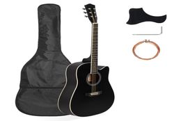 inch Full 41 Size Cutaway Acoustic Guitar 20 Frets Beginner Kit for Students Adult Bag Cover Wrench Strings Black1562838