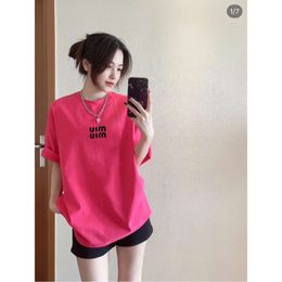 MM Home 23 Spring/Summer New Dragon Fruit Colour Straight Tube Letter Printed T-Shirt Short Sleeve Couple Fashion Versatile Casual