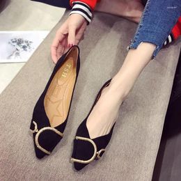 Casual Shoes Pointed Flat Women Black Flats For Dressy Comfort Solid Colour Simple Fashion Loafers Plus Size #31-46