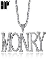 Hip Hop Custom Name Bubble Cubic Zirconia Bling Combination Words Iced Out Chain Pendants Necklaces For Men Jewellery 2010142989167