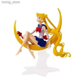 Action Toy Figures Cartoon Anime Sailor Moon Tsukino Action Figure Wings Toy Doll Cake Decoration Collection Model Girls Gift Toy for Children Y240415