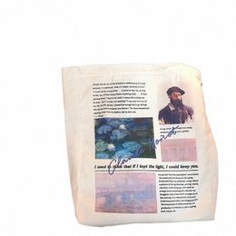 women Canvas Bag Van Gogh Met Artist Zipper Tote Ladies Cott Purse Shoulder Bags Handbag Eco Books Shop Bags For Girls m1HT#