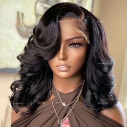 Free Part Brazilian Short Bob On Sale Body Wavy Front Human Hair Wigs For Black Women 13X4 Synthetic Lace Frontal Wig al