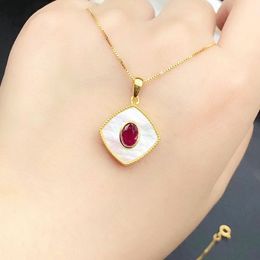 925 silver inlaid natural ruby pendant, light luxury and high-end women's jewelry necklace wholesale