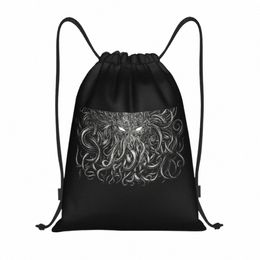 horror Cthulhu Lovecraft Mster Drawstring Bags Women Men Foldable Gym Sports Sackpack Lovecraft Shop Backpacks 35Ki#