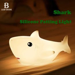 Lamps Shades LED night light USB charging cute cartoon shark shaped silicone pattern light bedroom decoration atmospheric light childrens baby gift Q240416