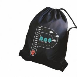 outdoor Fitn Sport Bags Bundle Pocket Yoga Bag Backpack Bookbag Customised Bags Road Sign Letters Print Drawstring Bag Z70r#