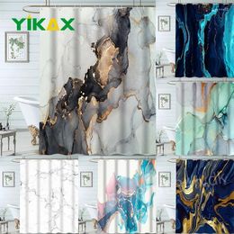 Shower Curtains Grey Gold Marble Ink Texture Curtain Set Abstract Modern For Bathroom Decor Waterproof Washable Fabric