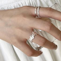 Cluster Rings Irregular Silver Geometric Double Layer For Women Ladies Bohemian Vintage Adjustable Ring Fine Jewelry Accessories Gifts