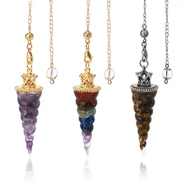 Pendant Necklaces Natural Stone Reiki Pendulum Amulet Gemstone Rock Crystal Chip Stones Pendulums 7 Chakra Orgonite