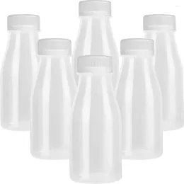 Take Out Containers 6 Pcs Juice Bottling Packing Bottles Transparent Beverage Container Iced Coffee Cold Drink Milk Plastic