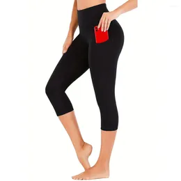Active Shorts Capri Leggings For Women High Waisted With Pockets Yoga Pants Workout