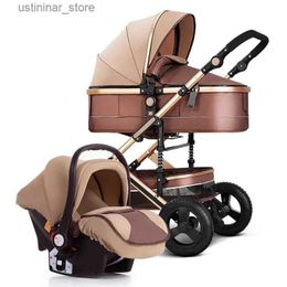 Strollers# New Luxury Baby Stroller High Landview 3 in 1Baby StrollerPortable Baby PushchairBaby PramBaby car ComfortNewborn Pushchair L416