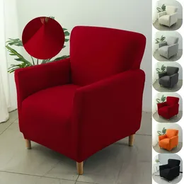 Chair Covers Solid Colour Club Tub Sofa Cover Stretch Armchair Elastic Single Couch Slipcover For Study Bar Counter Living Room