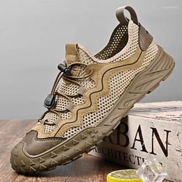 Fitness Shoes Super Breathable Hiking Rubber Anti Slip Climbing Trekking Outdoor Anticollision Sneakers Men Pigskin Walking