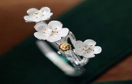 SA SILVERAGE Moment Silver Natural Fashion Jewelry Vintage Flower Ring Wedding Bands Plant Girls for Women 20215060698