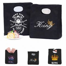 cooler Bags Portable Thermal Lunch Bags for Women Cvenient Lunch Box Tote King Print Dinner Food Bento Pouch Food Storage Bags K2ma#