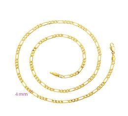 354B 50 cm x 4 mm Figaro Chain Necklaces For Men 24k Gold Plated Fashion Jewellery European Style2567214