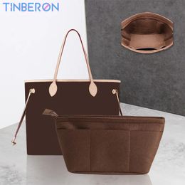 TINBERON Organiser For Tote Pm Mm Insert Bags Make up Cosmetic Bag Purse Portable Travel Handbag Liner Felt Bag Organiser Insert 240412