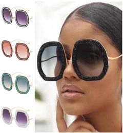 Women Sunglasses Glitter Diamonds Sun Glasses Adumbral AntiUV Spectacles Oversize Frame Eyeglasses Polygon Ornamental4730301