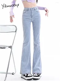 Women's Jeans Yitimuceng High Waisted Women 2024 Slim Vintage Korean Fashion Chic Flare Streetwear Casual Full Length
