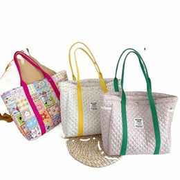 quilted Cott Tote Bags for Women Handbag Large Padded Shoulder Bag Baby Diaper Maternity Bag Travel Book Cloth Shop Bag 29I1#