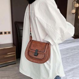 Drawstring S.IKRR Mini PU Leather Saddle Bags For Women 2024 Crossbody Shoulder Messenger Bag Female Handbags Solid Colour Cross Body