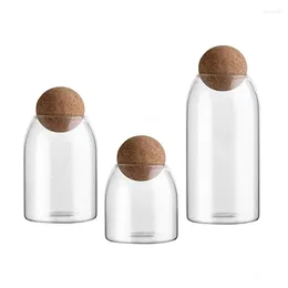 Storage Bottles Creative Cork Cover Glass Jar Cute Ball Candy Jars Kitchen Food Container Coffee Beans Nuts Tank