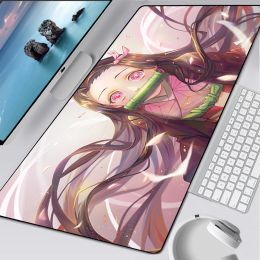 Pads Large Gaming Mouse Pad Xxl Computer Mousepad Pc Gamer Mouse Mat Laptop Mausepad Demon Slayer Kamado Nezuko Keyboard Mat Desk Pad