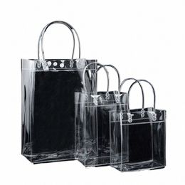 1pcs Women Clear Tote Bag PVC Transparent Handbag with Handle Shoulder Beach Trendy Bolsa De Reg Shop bags for Ladies R5AA#