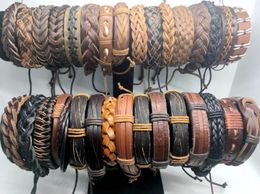 Whole 50pcs Lots Mix Style Mens Womens Fashion Vintage Leather Bracelet Cuff Wristband Jewellery Gift Bracelet3236596