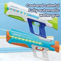 Gun Toys Fully Automatic Water Gun Toy With LED Water Absorption Electric High Pressure Spray Blaster Pool Beach Toys for Kids Adult Gift 240417