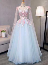 Party Dresses Formal Butterfly Tulle Prom For Women Full Sleeves Floral Evening Long Luxury 2024 Retro Celebrity Gown