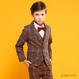 Suits Boys Luxurious Jacket+Vest Pants Bowtie 4pcs Wedding Suit Kids Formal Birthday Dress Children dance show Party Costume