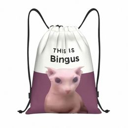 this Is Bingus Drawstring Bags Men Women Portable Gym Sports Sackpack Kawaii Sphynx Cat Shop Backpacks K2JW#