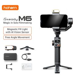 Hohem iSteady M6 KIT Handheld Gimbal Stabilizer Selfie Tripod for Smartphone with AI Magnetic Fill Light Video Lighting 240410