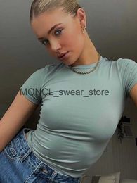 Women's T-Shirt Spring 2024 New Short sleeved Womens Solid Casual Soft Full Match Hot Selling Basic Crop Top T-shirt Summer Fashion H240416