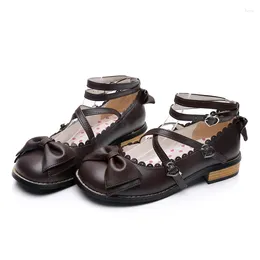 Dress Shoes JK Lolita Tea Party Sweet Girls Bowknot Daily Footwear Round Toe Buckles For Women Handmade Pu Leather Loli
