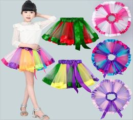 Girls Tutu Skirts Princess Ballet Skirt Kids Designer Clothes Baby Rainbow Mini Skirts Stage Dance Wear Pettiskirts Belt Dance Ski1690482