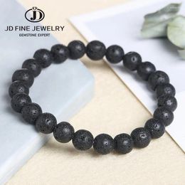 Strand JD 5A Natural Volcanic Stone Bracelets Women Men Charm Lava Bead Essential Oil Diffuser Bangles Yoga Elastic Jewellery