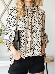 Women's Blouses European And American-Style Half-High Collar Long Sleeves Distinctive Elements Chiffon Shirt