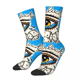 Men's Socks Funny Happy Compression Unluck Traditional Tattoo Vintage Harajuku Style Hip Hop Novelty Casual Crew Sock