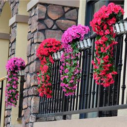 Decorative Flowers Artificial Violet Lvy Wreath Wall Hanging Wedding Family Gathering Garden Balcony Decoration